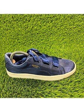 Puma Basket Heart Boys Size 7Y Blue Athletic Casual Walking Shoes Sneakers